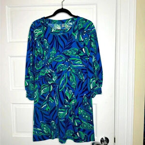 Lilly Pulitzer Elianna Cotton T-Shirt Dress Indigo Breeze Shady Gators Small NWT